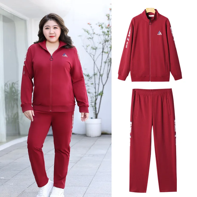 plus size women tracksuit sport suit loose zip up jacket sweatshirt+pant running jogger fitness athletic casual set sportswear