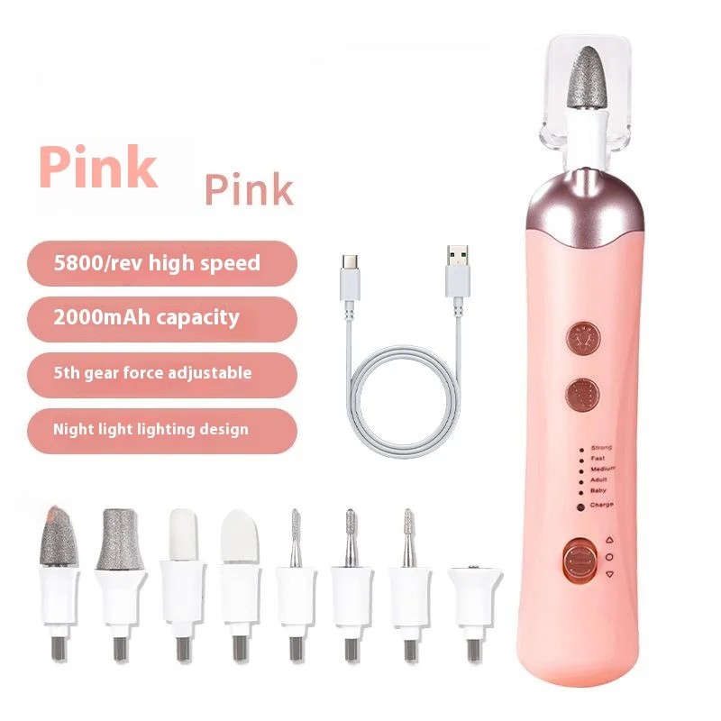 Perceuse à ongles sans fil 8 en 1 Pro - Kit de manucure électrique silencieux, rechargeable pour une utilisation à domicile/salon