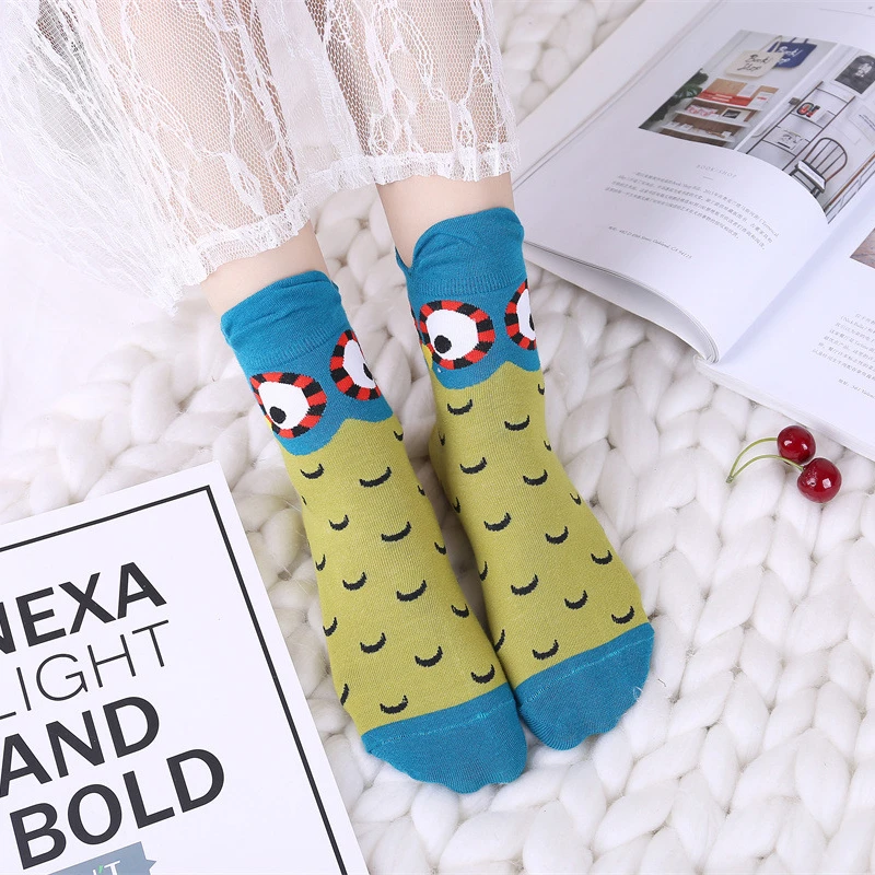 Kawaii Women Funny Crew Socks Spring Autumn Harajuku Streetwear Cartoon Animal Owl Cute Comfortable Casual Female Happy Socks