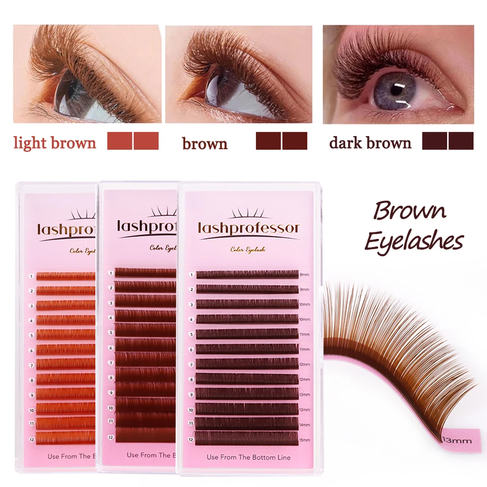 

Lashprofessor Dark Brown Individual Eyelashes Extension Cashmere Cocoa Chocolate Colorful Eyelash Premium Mega Volume Brown Lash