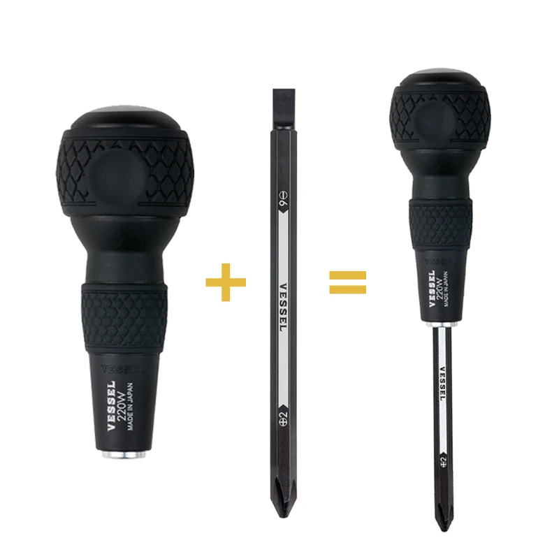 VESSEL Ball Grip Replacement Penetrating Grip with three bits Ball Grip Difference and Screwdrivers Set 220W-3