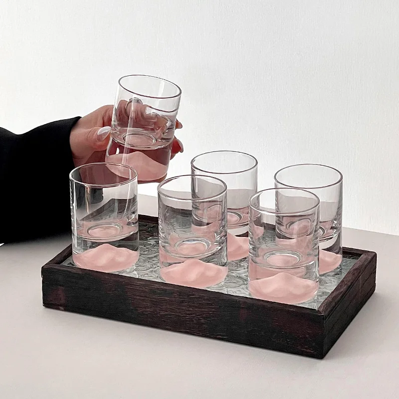 الوردي جبل الزجاج الأبيض كأس النبيذ مجموعة المنزل برواري كوب واحد ضوء الفاخرة الراقية كوب الخمور الصغيرة كوب الخمور القوي #6