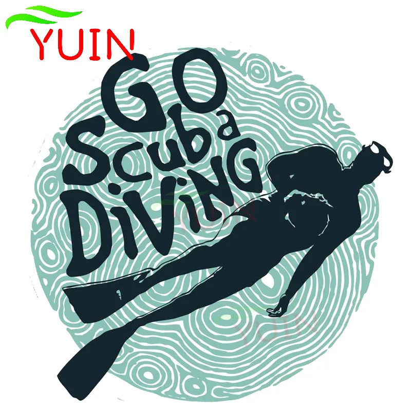 Funny Go Scuba Diving Car Sticker Fashion Graphic Decoration Accessories Personality PVC Motorcycle Waterproof Decal 13*13cm