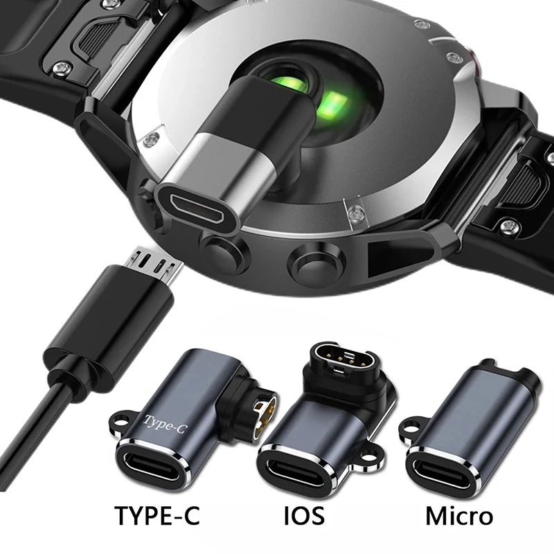 Typ-C/4 Pin/Micro USB Ladegerät Konverter Adapter Für Garmin Fenix 7/7S/7X/6/6S/6X/5 Forerunner 745 955 Smart Uhr Lade Stecker