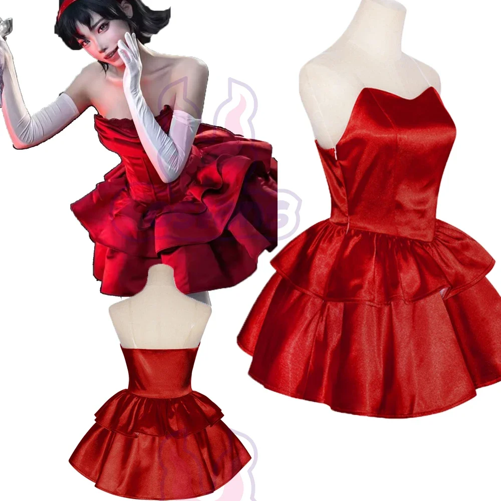 Disfraz de Cosplay de Anime Perfect Blue Kirigoe Mima, Falda Tubo Roja con Top Cruzado, Combinado con Vestido Rojo hasta la Rodilla de Mima Kirigoe