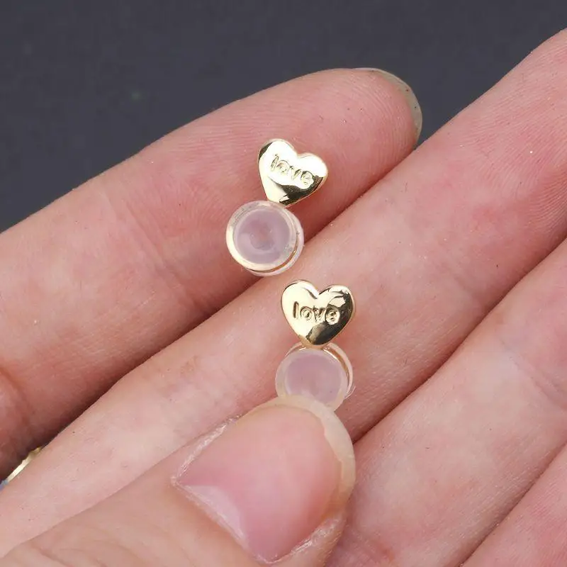 91AF الدقة الدعم الدعم ظهور ظهور القرط لترصيع Diamond Heart Love Packingments applacements for arring