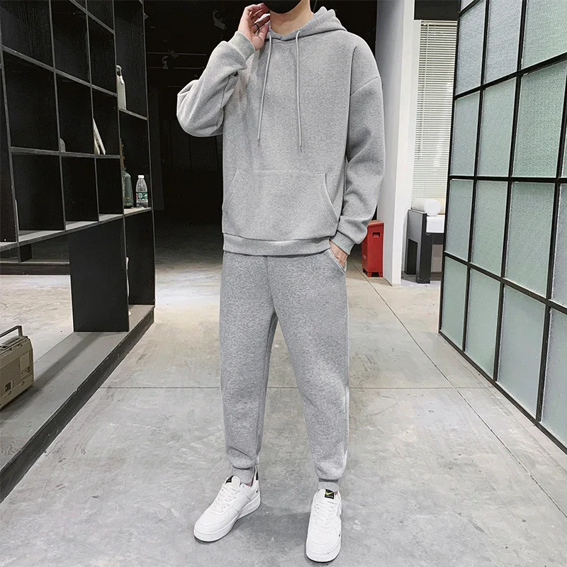 

2025 New Men's Tracksuit Hooded Sweatshirt & Jogger Pants 2-Piece Set Casual Athletic Wear Zipper Hoodie Sportswear Outdoor Suit