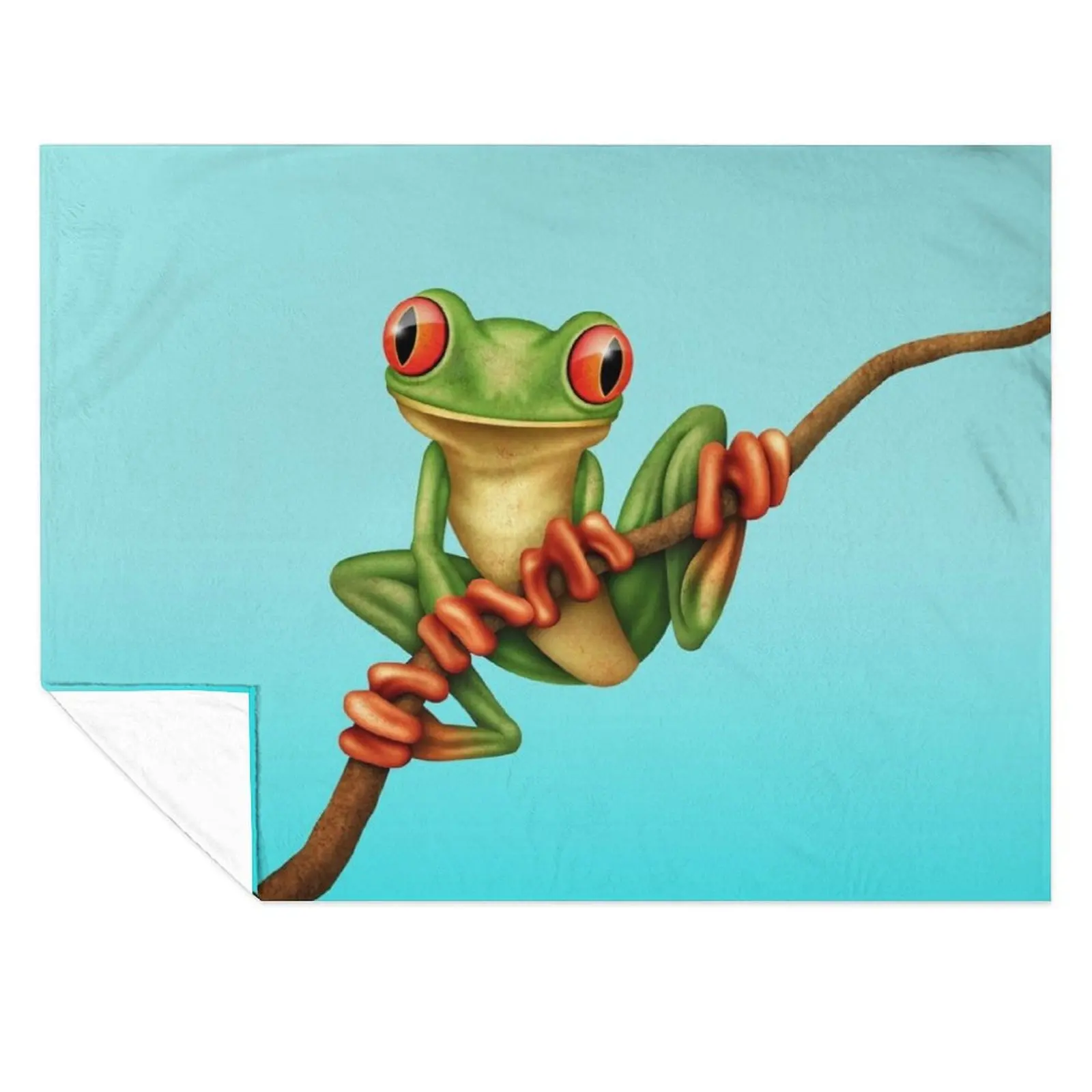

Cute Green Tree Frog on a Branch Throw Blanket Heavy For Baby Bed Fashionable Comforter Blankets