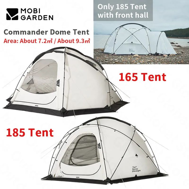 MOBI GARDEN Commander Dome Tent With Snow Skirt Large Space Camping Outdoor Travel Beach Tent 70D Nylon Tent Chimney 7.2㎡/9.3㎡