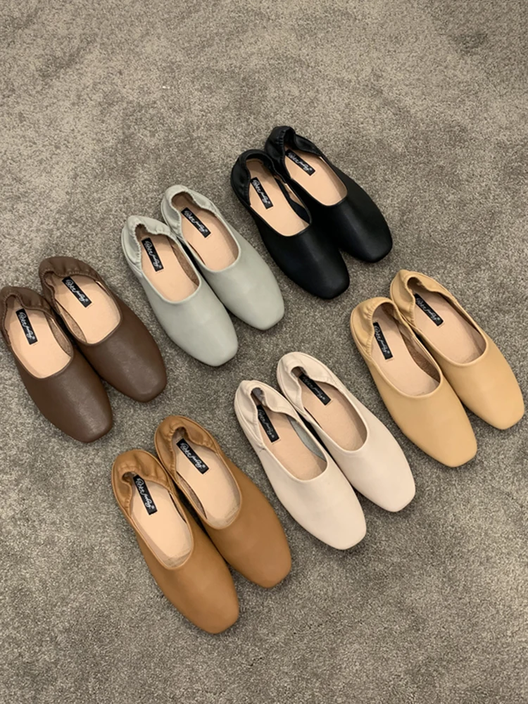 Soft Shoes Woman Flats Autumn Shallow Mouth Slip-on Square Toe Casual Female Sneakers Dress Fall New Slip On Moccasin Summer Ret