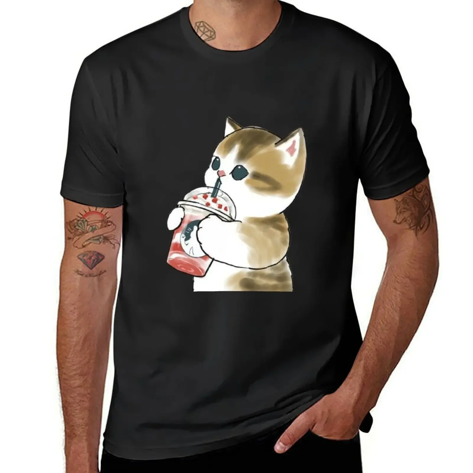 Mofu Sand cute cat T-Shirt vintage clothes basketball graphic tees animal prinfor boys Men's t shirts