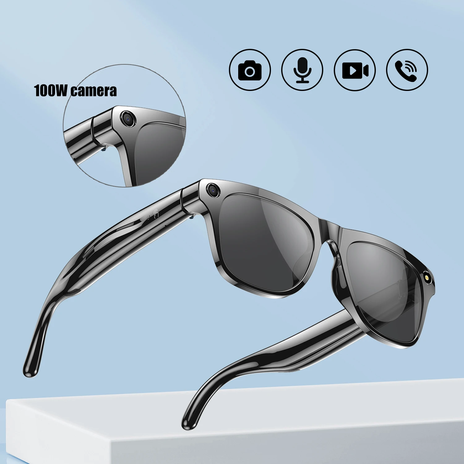 

AI Smart Glasses with 100W HD Camera Anti Blue Sunglasses Voice Assistant Photo Video Music Calling Smart Glasses For Men Women
