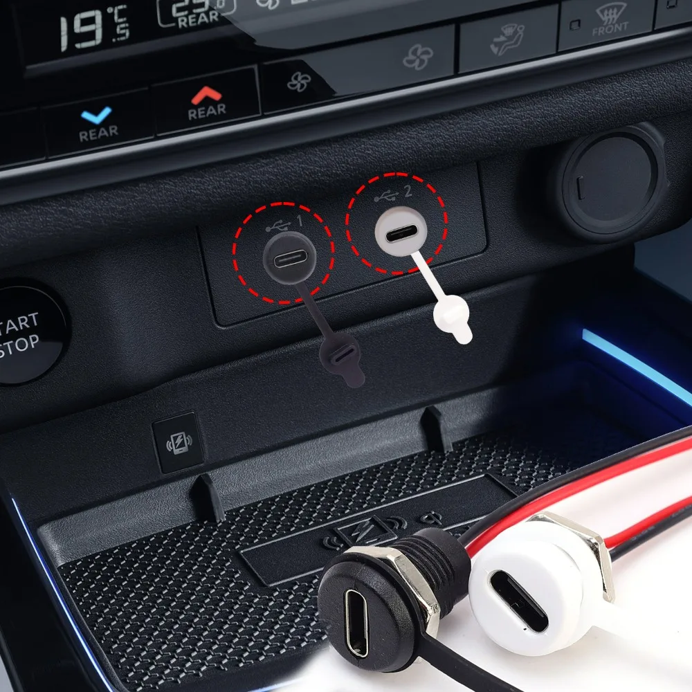 Type C Waterproof Female Socket 3A/ 5V Thread Buckle Lock Charger Cable Wire Car Smart Device Fast Charging Connector Adapter