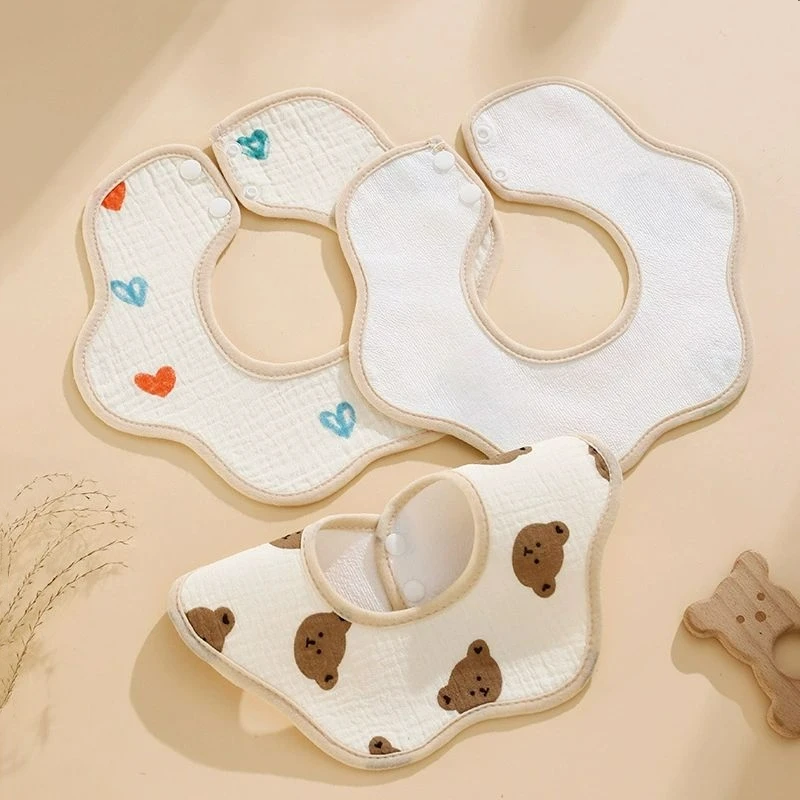 Waterproof Cotton Gauze Baby Bibs New Absorbent Saliva Towel Newborn Burp Cloths Bandana Scarf for Boys Girls Feeding Bibs