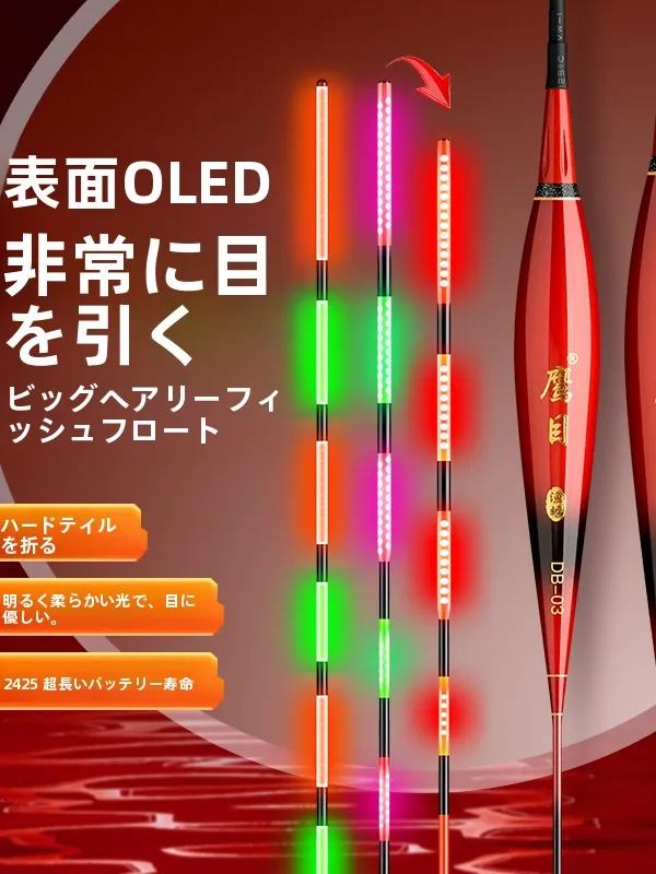 High Brightness OLED Light Electronic Floating Indicator Large Game Fishing Night Day Dual Use Hook Bite Color Change Glowing...