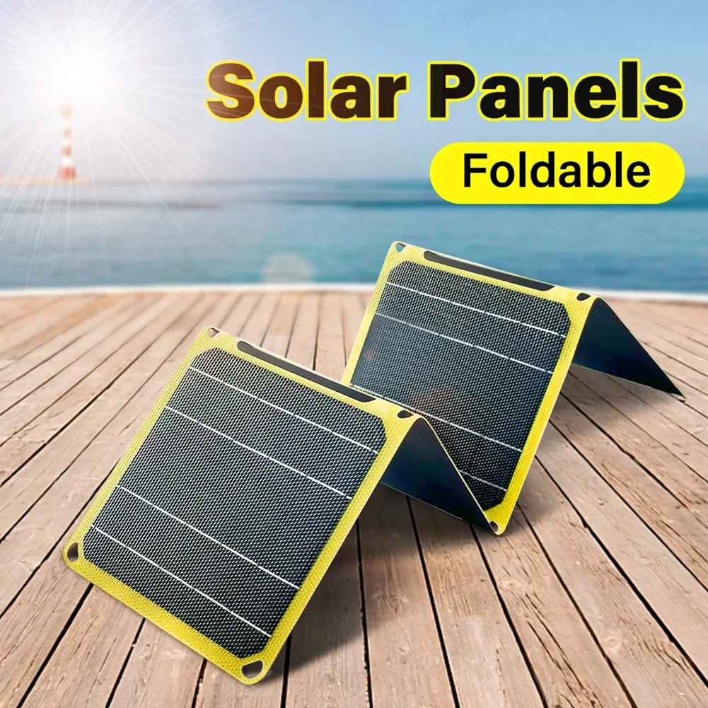 40w painel solar dobrável carregador de telefone usb + pd qc 3.0 5v 9v 12v bateria portátil do painel solar para lanterna banco de potência do telefone celular