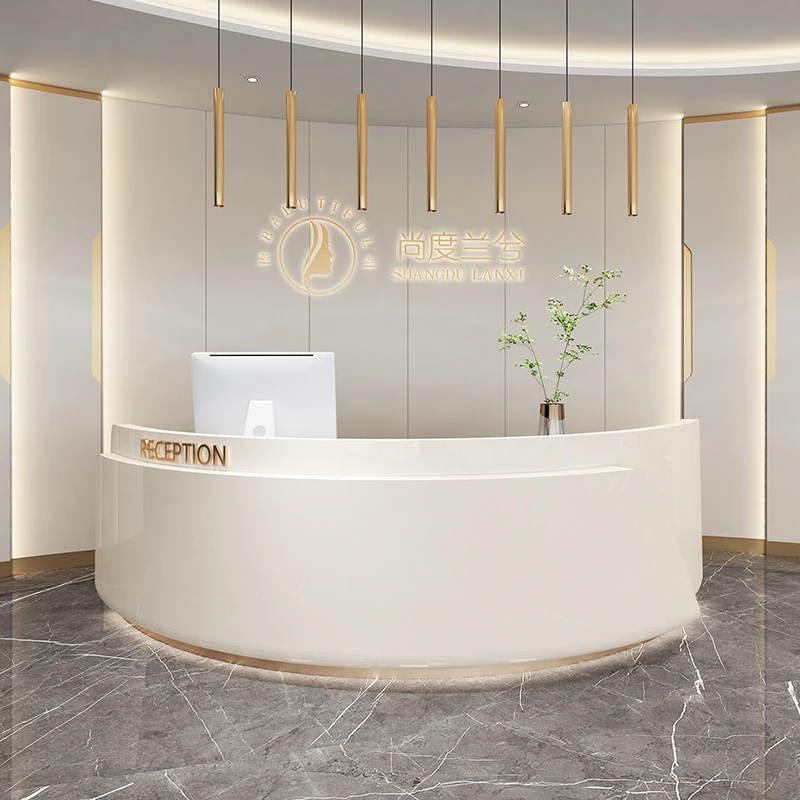 Customizable Reception Desk Podium Modern Lighting Barbershop Advisory Front Desk Study Theke Rezeption Reception Furniture