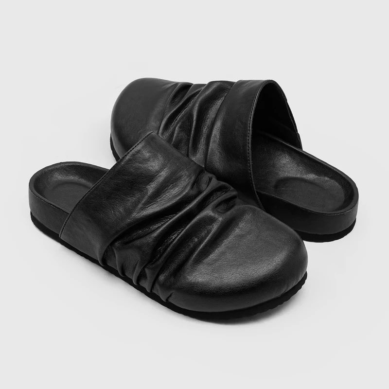 Boken Casual Lazy Shoes Pleated Design Personalized Fashionable Commuting Men Slippers