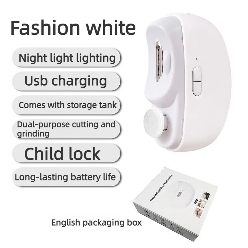 

MOJIAQI 2 in 1 Anti-Pinch Nail Clipper USB Rechargeable Electric Nail File Cutter Automatic Trimmer Polisher for Children Adults