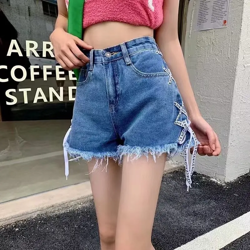 

2024 New Street Shorts for Women Harajuku Fashion Y2k Jean Shorts Summer Sexy Hottie Blue Casual Short Pants Women Biker Shorts