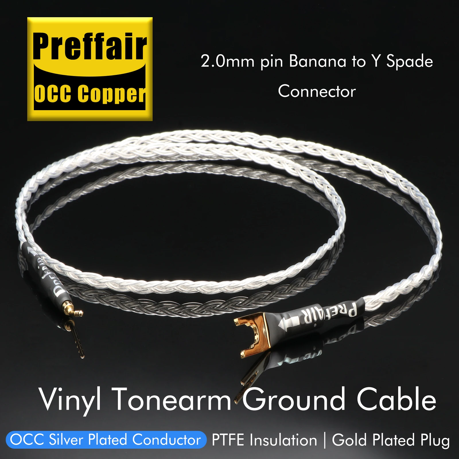 Audiophile Interconnect Audio Wire 0.12SQ Optional Plugs Preffair E534 0.5-2.5M Y Spade Banana RCA 2.0mm Pins Audio Cable