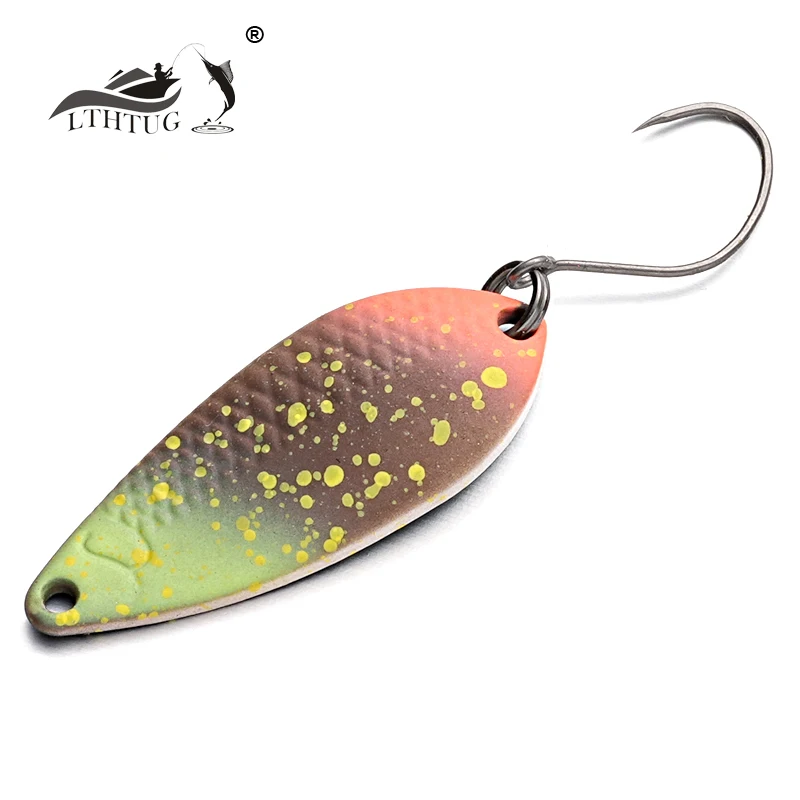 LTHTUG Area Trout Copper Metal Spoon Single Hook Fishing Lures 32mm 3.7g Artificial Bait Brass Spin Stream Lure For Trout SP36