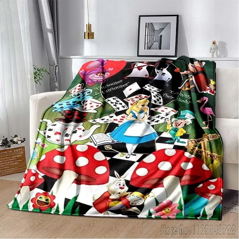 Disney Alice in Wonderland Cartoon Print Blanket Travel Picnic Blanket Children's Adult Household Blankets Gift