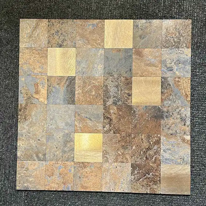 

4pcs/lot Mosaic Metal square Aluminum Plastic Panel Wall Sticker Self-adhesive Waterproof Kitchen Bathroom Tiles Wall Decors 118