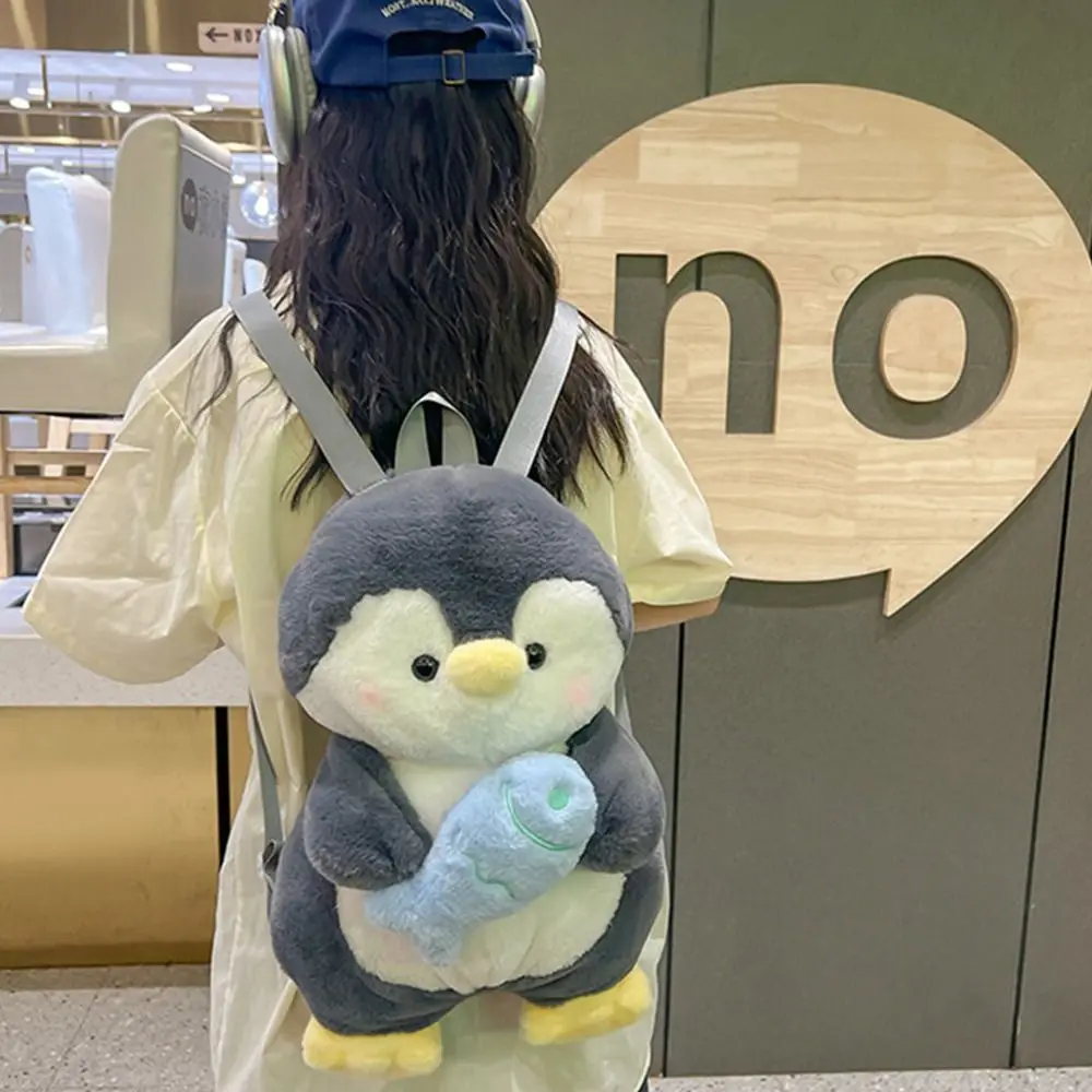 Simple Plush Toy Penguin Backpack Doll Plush Children School Bag Large Capacity JK Lolita Animal Shoulder Bag Lady