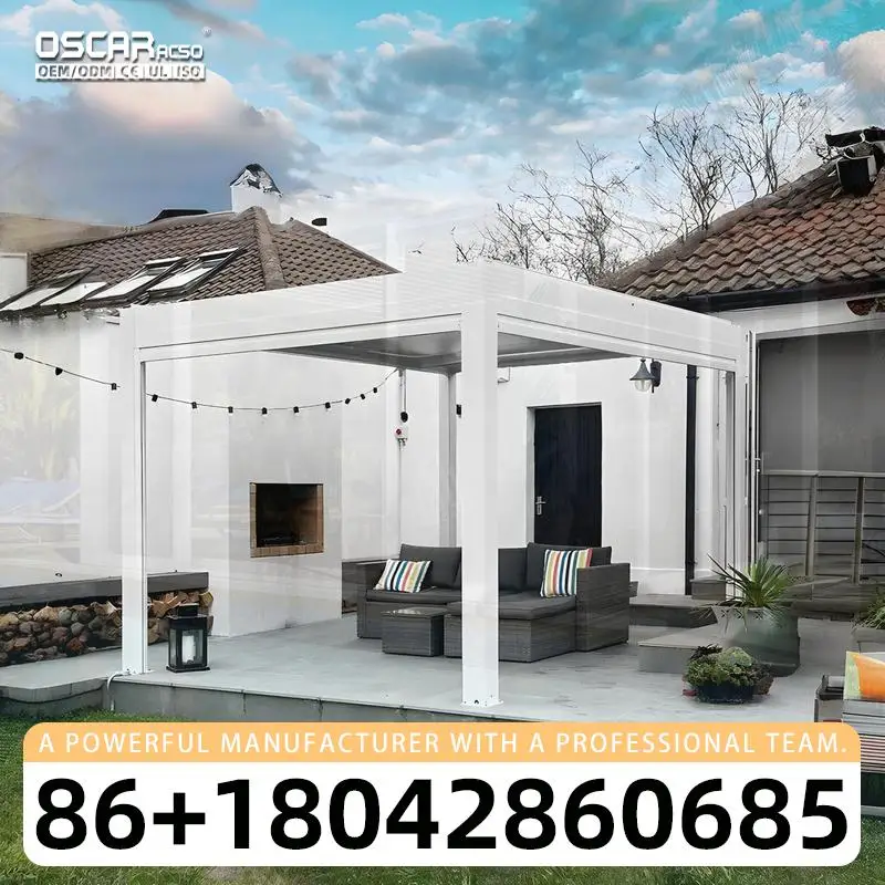 24ft X 14 Ft Free Standing Motorized Aluminum Louvered Pergola Patio Cover for Outdoor Garden and Backyard pergola