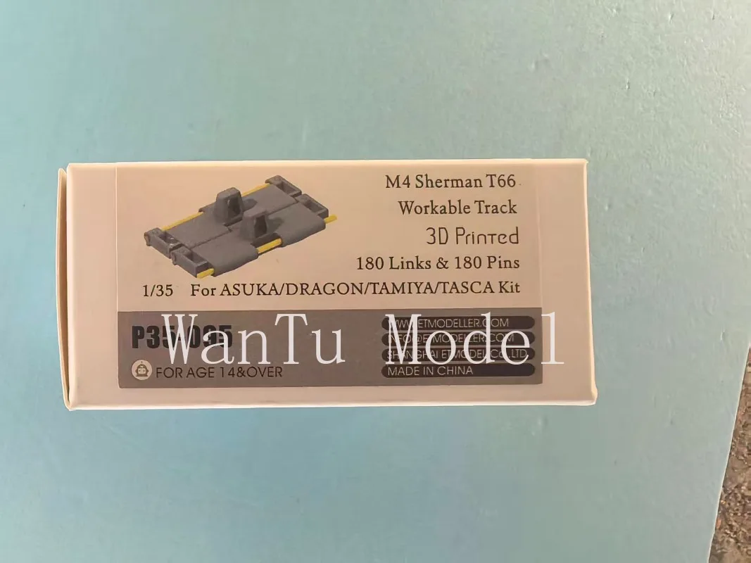 P35-095 1/35 WWII US M4 Sherman T66 Workable Track (180 Links + 180 Pins) 3D Printed For ASUKA/DRAGON/TAMIYA/TASCA Kits