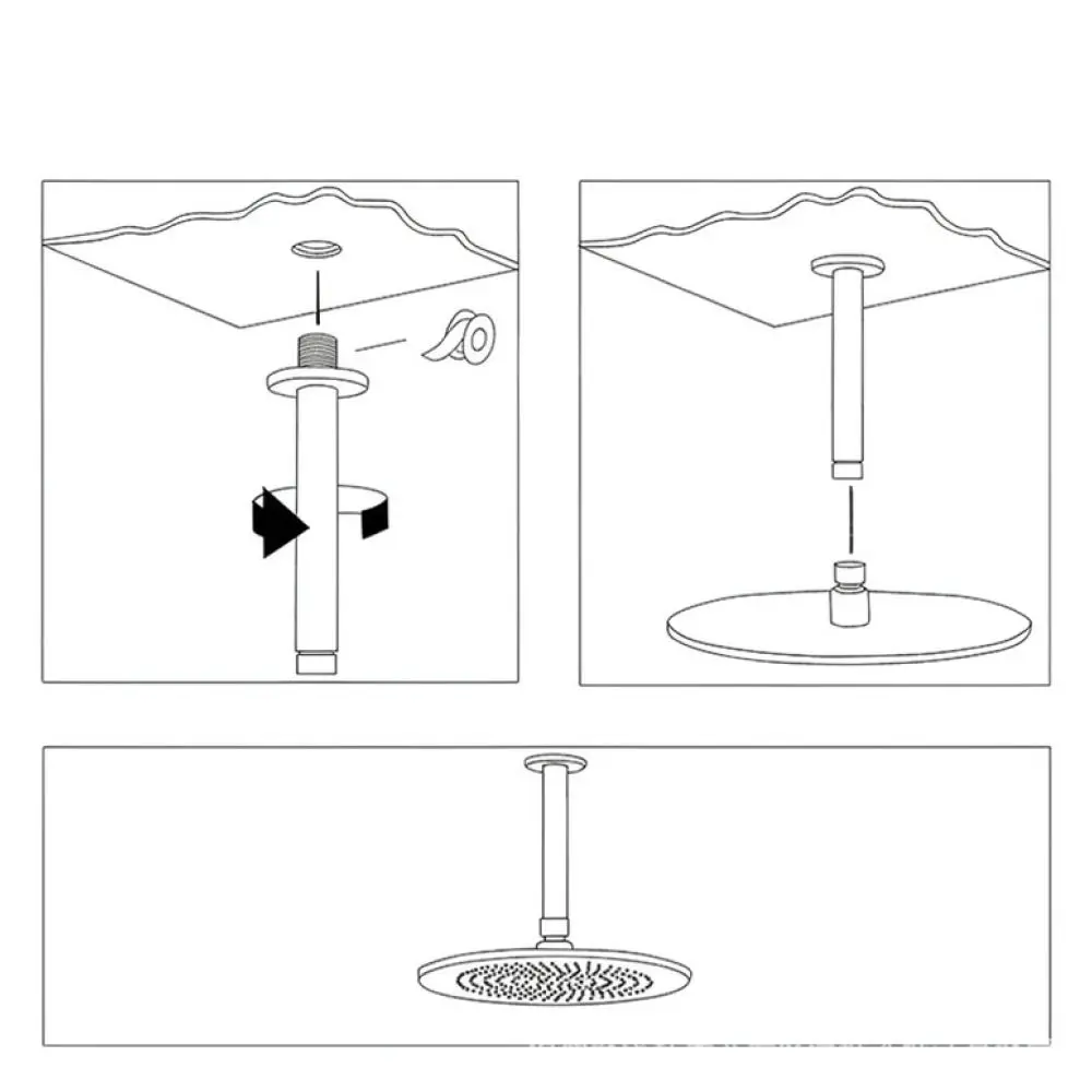 Bathroom Rainfall Shower Arm Stainless Steel Round Ceiling Mount Extension Pole Chrome Finish Bathroom Hardware