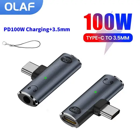USB Type C to 3 5mm Jack Headphone Adapter 2 in 1 PD100W Type C To C Female Adapter Charging Converter For iphone Xiaomi Huawei