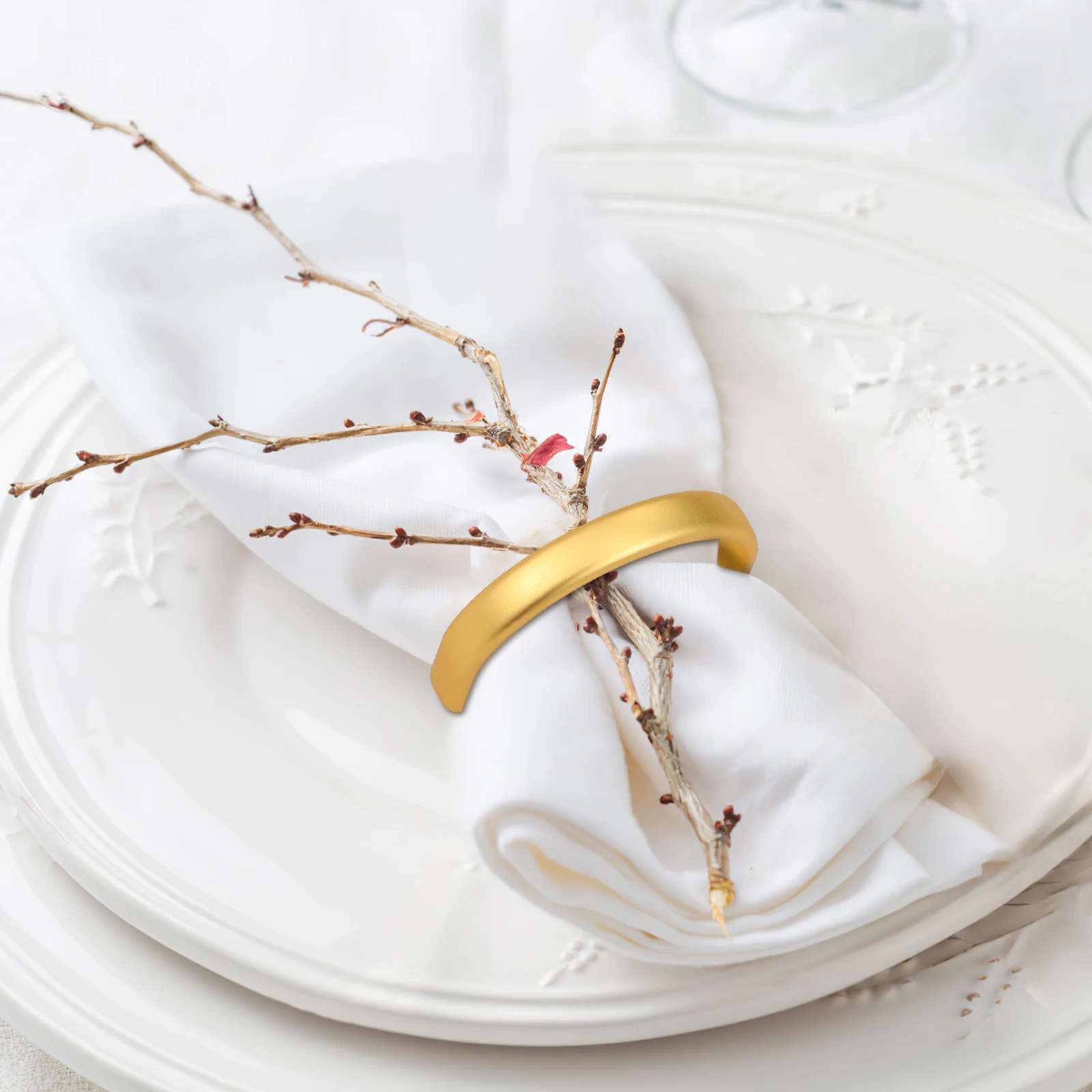

12 Pcs Napkin Rings Zinc Alloy Half Circle Modern for Dinner Table Decor Thanksgiving Christmas Bulk Set Serviette