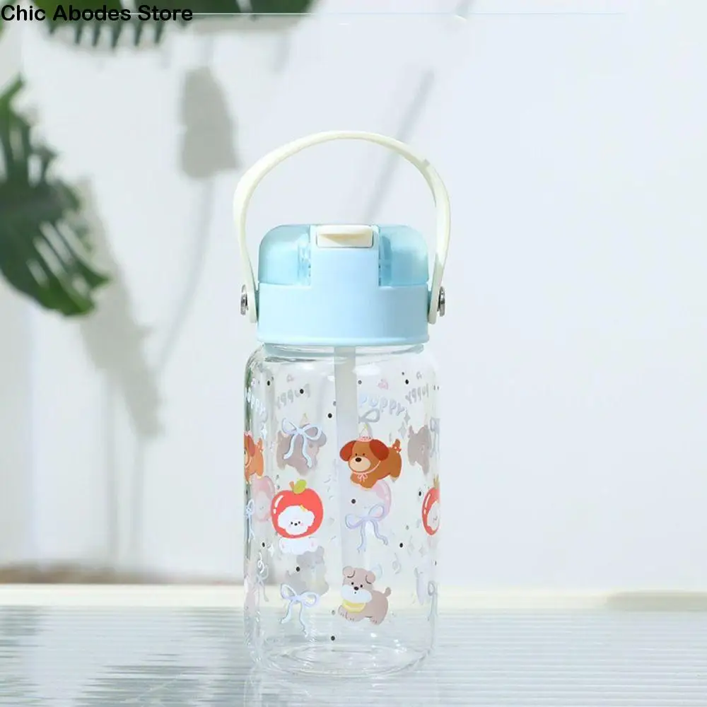 

500ml Plastic Water Bottle Bouncing Double Drinking Transparent Water Cup Straw Cup Large Capacity Cartoon Water Bottle Summer