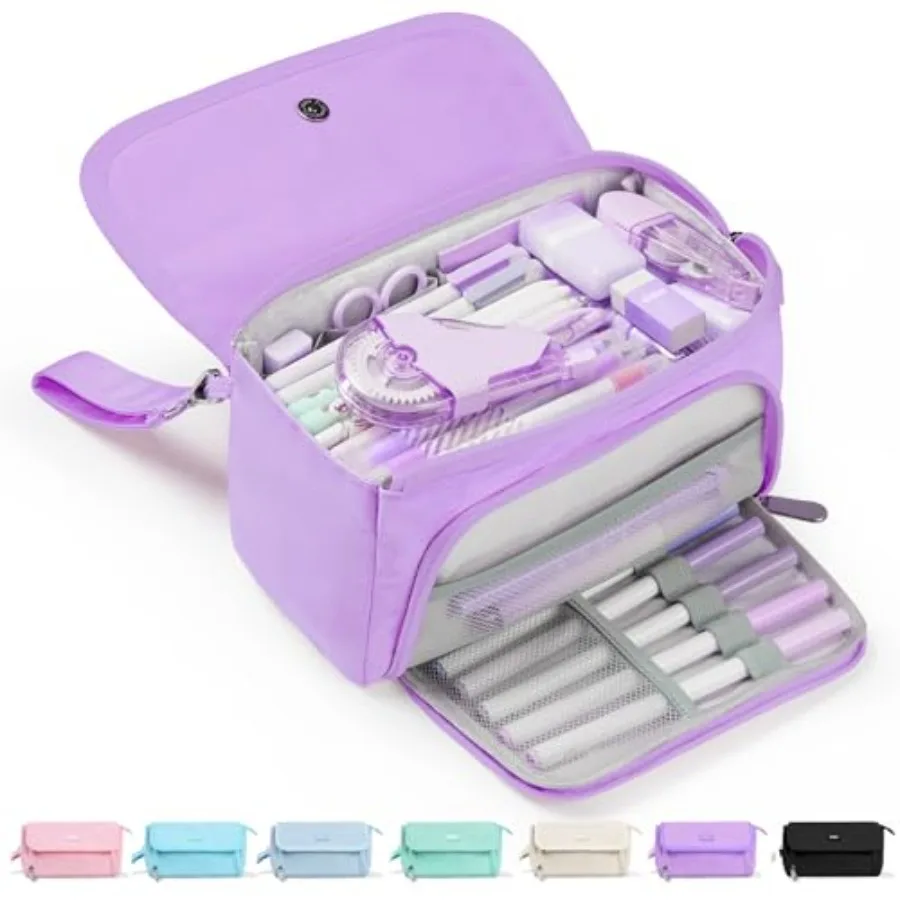 

Super Large Pencil Case, Big Capacity Pencil Bag with 3 Compartments, can hold 100 pencils, Cute Pencil Pouch with Zipper, Port