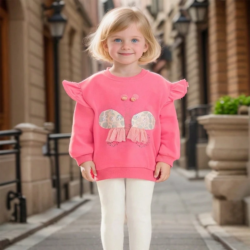 

Little maven Cute Kids Clothes Baby Girls Butterfly Appliques Sweatshirt Long Sleeve Tops Sweater Girls Blouses Princess Hoodie