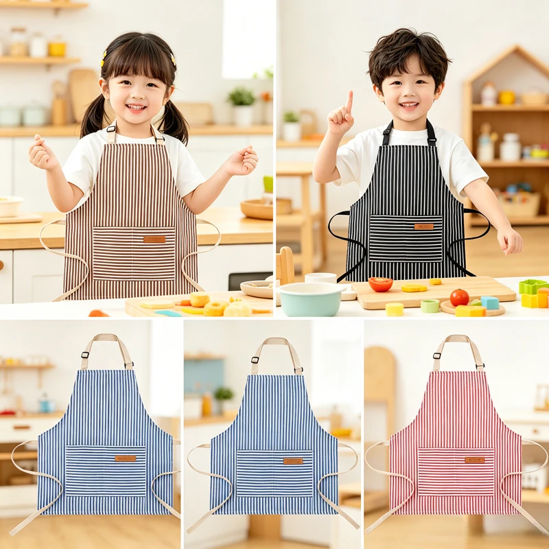 Children's Halter Neck Apron Adjustable Eating Kitchen Apron Painting Boy And Girl Housework Apron Kindergarten Baking Apron
