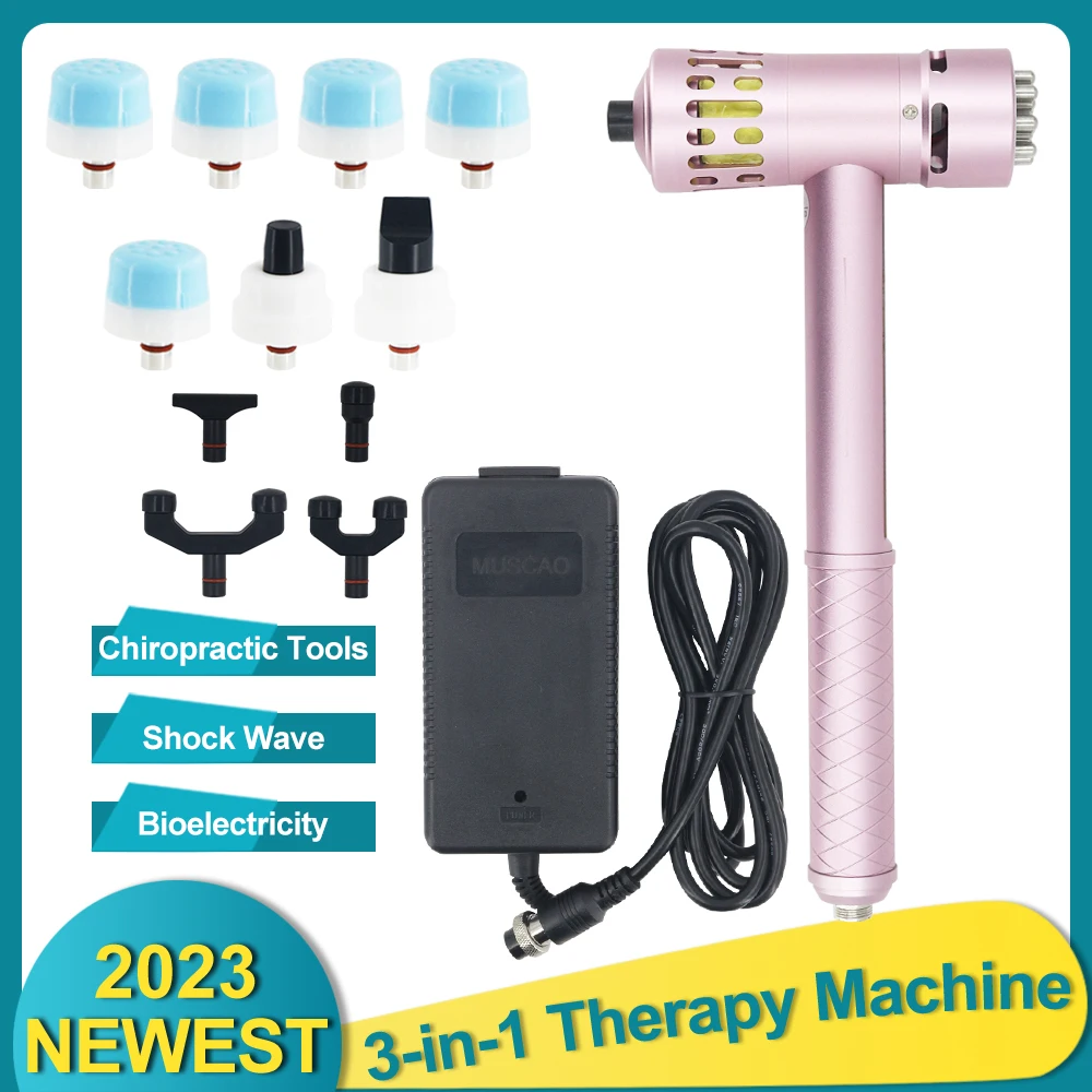 3in1 Potable Shockwave Therapy Machine Muscle Electrical Body Massager For Home Use Chiropractic Adjusting Massage Tools