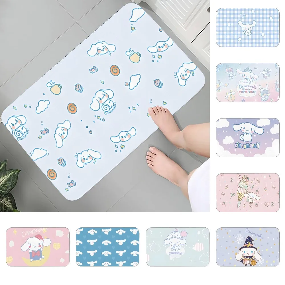 

S-Sario C-Cinnamoroll Floor Mat Graphic Printed Flannel Doormats For Bathroom Kitchen Entrance Carpet Home Decor