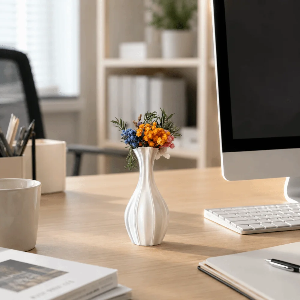 Nordic 3D Printed Decorative Vase White Color Desktop Ornament Mini Flower Vases Simple Spiral Vase Office
