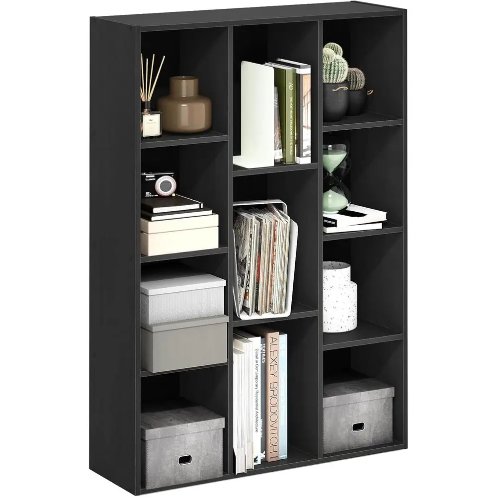 

11-Cube Reversible Bookshelf, 9.4 x 29.1 x 41.7, Easy Assembly, Suitable for Living Room, Bedroom, Home Office, Blackwood Finish