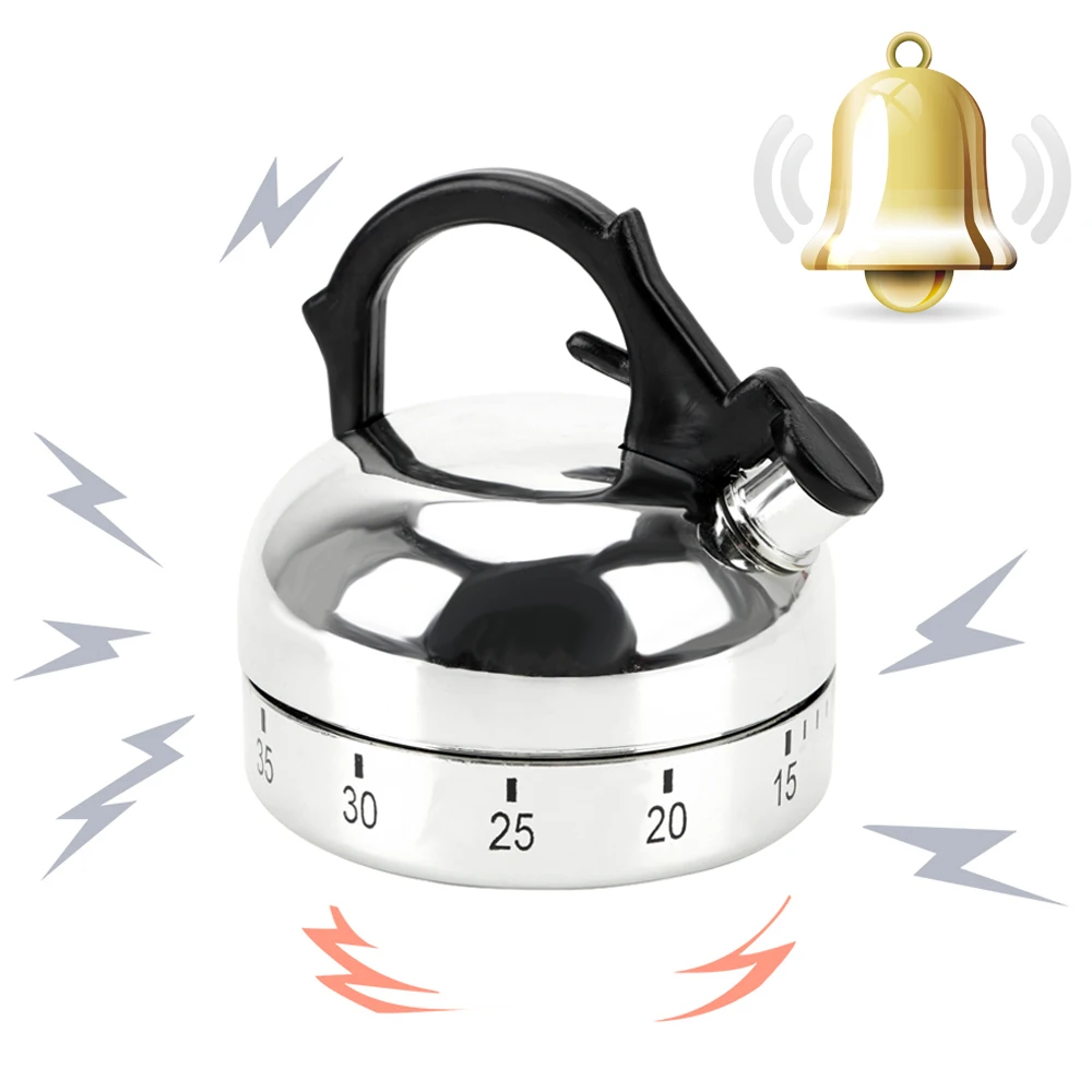 60 Minutes Kitchen Timer Countdown Alarm Reminder Plastic Mechanical Timer Cooking Reminders Tools Kettle Shape