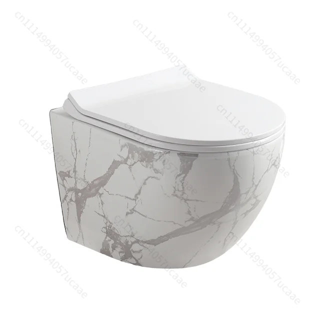 Modern One Piece Ceramic Wall Hung Toilet Set with Concealed Tank and P-Trap Drainage