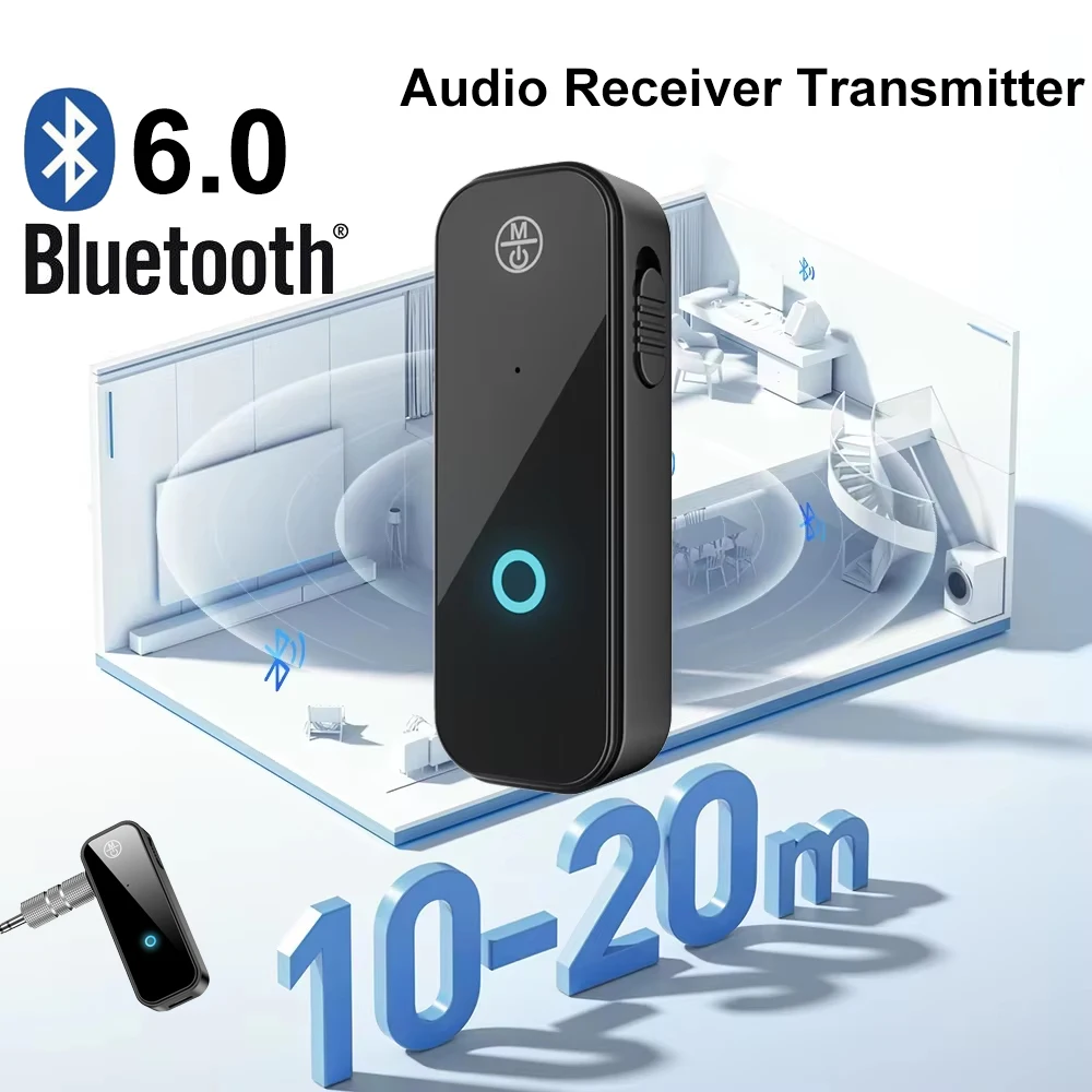Bluetooth 6.0 トランスミッターレシーバーアダプターワイヤレスオーディオ車の音楽ヘッドフォンスピーカー 3.5 ミリメートルジャック AUX ワイヤレスオーディオアダプター ,Bluetooth 6.0 Transmitter Receiver Adapter Wireless Audio For Car Music Headphone Speaker 3.5mm Jack AUX