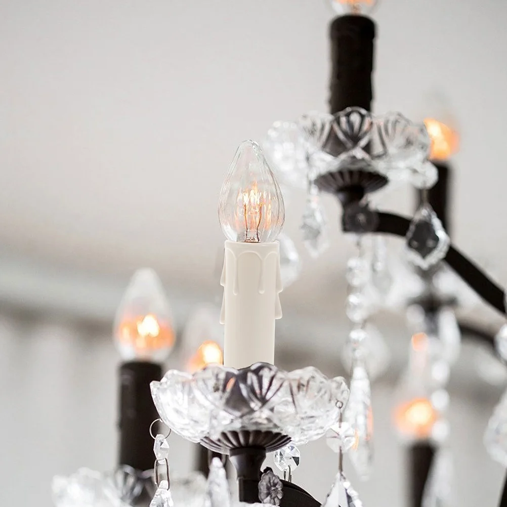 

20 Pcs Teardrop Plastic Sleeve Chandelier Socket Covers White Pendant Lights