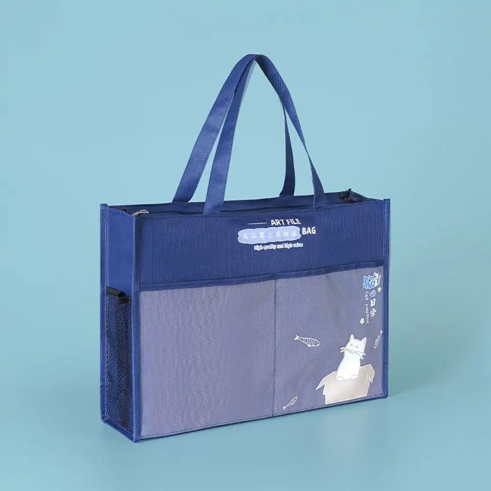 A3 Zipper Pouch Bag Large-capacity Canvas Multi-layer File Organizer with Handle Creative Painting File Holder Office Supplies