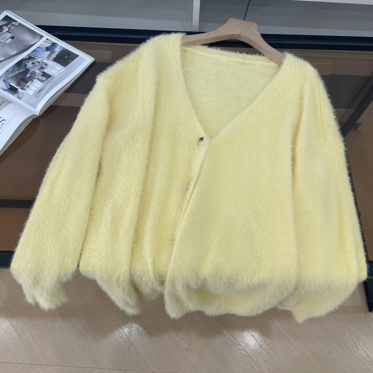 

Autumn New Sle Women's Casual Loose Slimming Commuter Sle Deep V Open Cardigan Sweater Sweet Straight Tube Long Sve