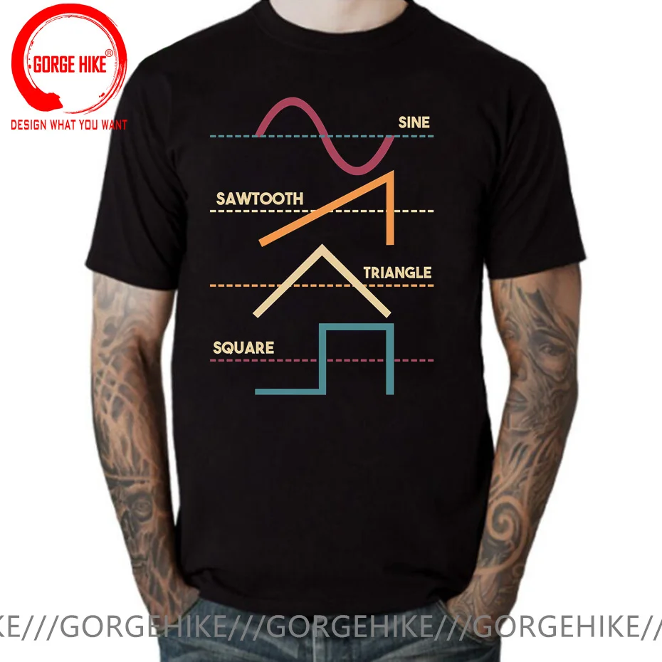 Vintage Analog Synthesizer T Shirt Synth Nerd Mathematical Graphics T-Shirt Modular Synthesizer Analog Waveform Leisure TeeShirt