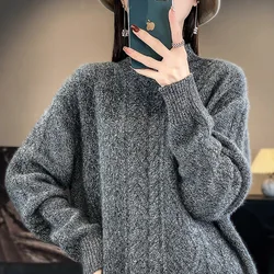 2023 Autumn/winter New Half Turtleneck Pullover 100% Pure Cashmere Sweater Women's Thick Slim Warm Cashmere Sweater